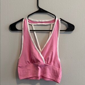 No Boundaries Pink and White Crop Top